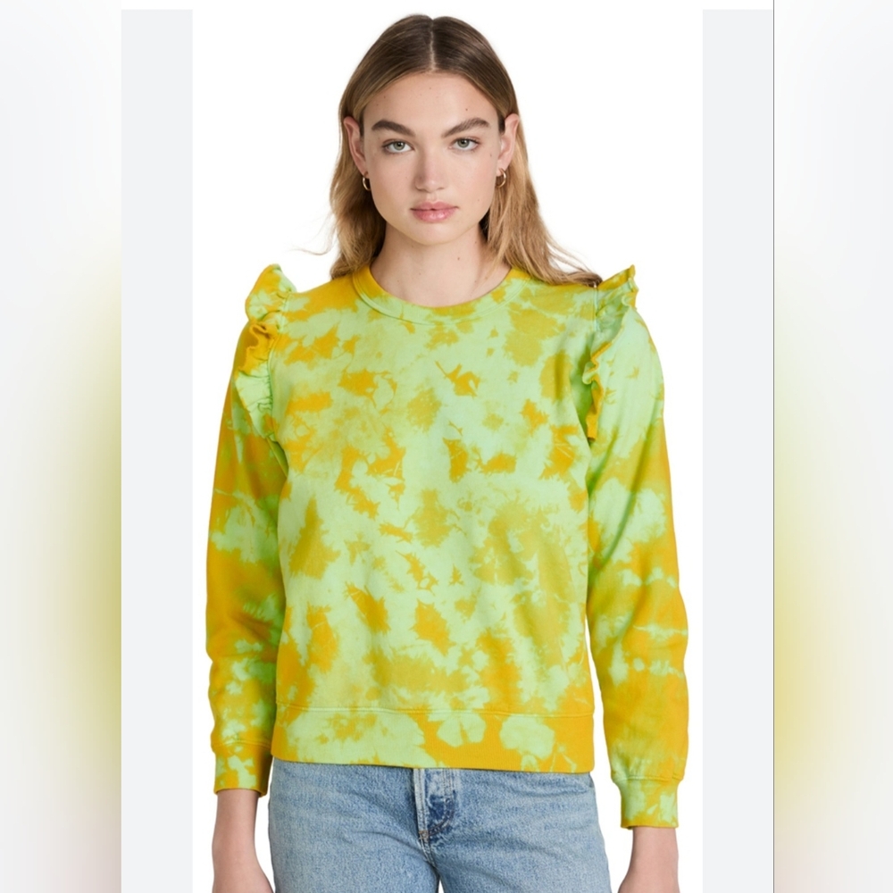 Clare V Yellow and Green Ruffled Sweatshirt